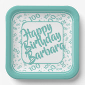 Assiettes En Carton 100e anniversaire Random Number Motif Turquoise/bl (Recto)