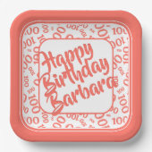 Assiettes En Carton 100e anniversaire Random Numéro Motif Coral/Blanc (Recto)