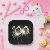 Assiettes En Carton 100e anniversaire Sparklers de fête sur Noir (Fête)