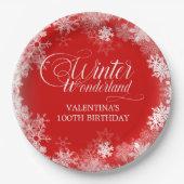Assiettes En Carton 100e Anniversaire Wonderland Snowflake Rouge (Devant)