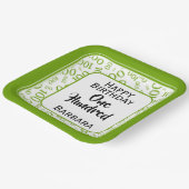 Assiettes En Carton 100e Motif de numéro aléatoire vert/blanc (Angulaire)