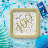 Assiettes En Carton 100e Soirée élégante Centenaire Or/Blanc (Fête)