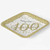 Assiettes En Carton 100e Soirée élégante Centenaire Or/Blanc (Angulaire)
