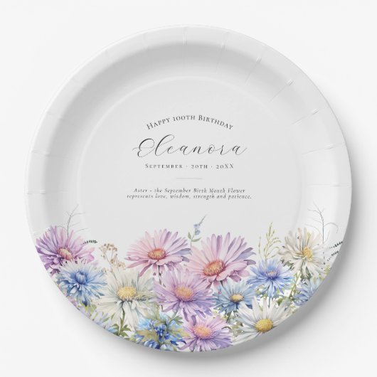 Assiettes En Carton 100th Birthday September Birth Month Flower (Devant)