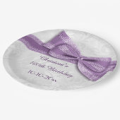 Assiettes En Carton 100th Damassé d'anniversaire et arc pourpres de (Angle)