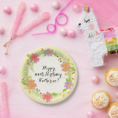 Assiettes En Carton 100th Floral moderne d'aquarelle de fête (Fête)