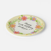 Assiettes En Carton 100th Floral moderne d'aquarelle de fête (Angle)