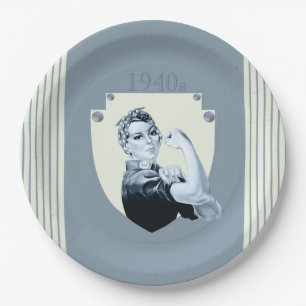 Assiettes En Carton 1040s vintage rétro femme temps de guerre