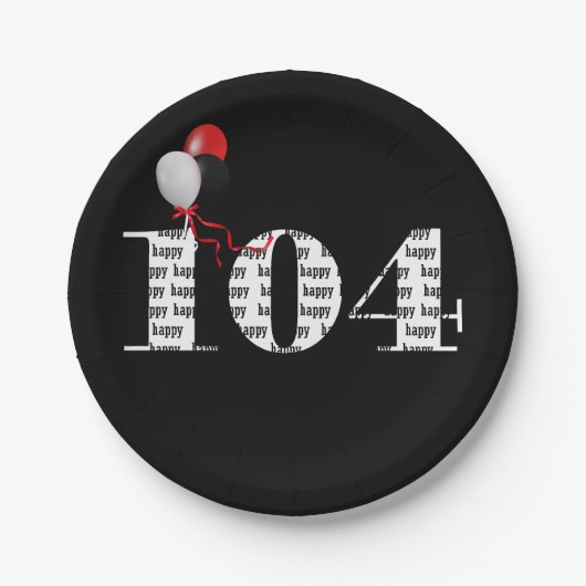 Assiettes En Carton 104e anniversaire ballons de fête (Devant)