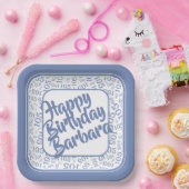 Assiettes En Carton 105e anniversaire Random Number Motif Bleu/Blanc (Fête)