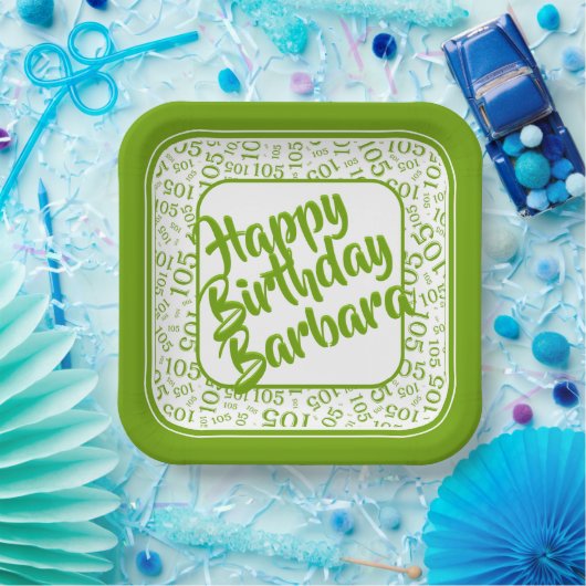 Assiettes En Carton 105e anniversaire Random Number Motif Vert/Blanc (Fête)