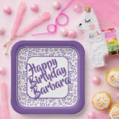 Assiettes En Carton 105e anniversaire Random Number Motif violet/blanc (Fête)