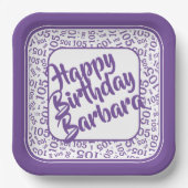 Assiettes En Carton 105e anniversaire Random Number Motif violet/blanc (Recto)