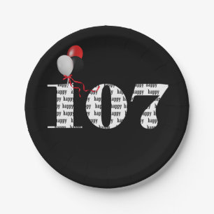 Assiettes En Carton 107e anniversaire ballons
