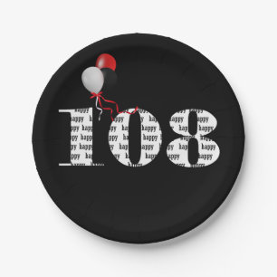 Assiettes En Carton 108e anniversaire ballons de fête