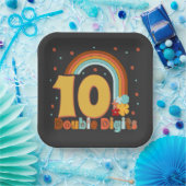 Assiettes En Carton 10 CHIFFRES Double Anniversaire Fille Fête Super  (Fête)