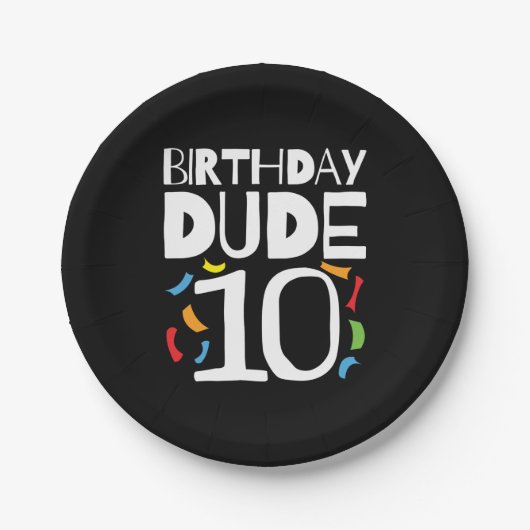 Assiettes En Carton 10e anniversaire 10 ans Anniversaire de enfant Dud (Devant)
