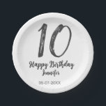 Assiettes En Carton 10e anniversaire ajouter nom date année noire modè<br><div class="desc">conception modifiable</div>