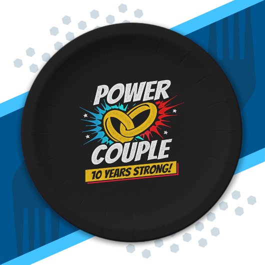Assiettes En Carton 10e anniversaire Couples mariés 10 ans de force