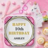 Assiettes En Carton 10e anniversaire Elegant Pink Gold (Fête)