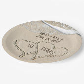Assiettes En Carton 10e Anniversaire Plage Coeurs Plaque en papier (Angle)