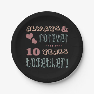 Assiettes En Carton 10ème anniversaire de Mariage mignon