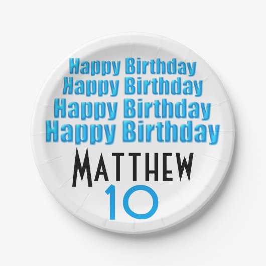 Assiettes En Carton 10ème Plaques à papier personnalisées de fête (Devant)