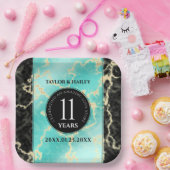 Assiettes En Carton 11ème anniversaire de Mariage turquoise (Fête)