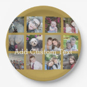 Assiettes En Carton 12 Collage photo avec Arrière - plan or (Devant)