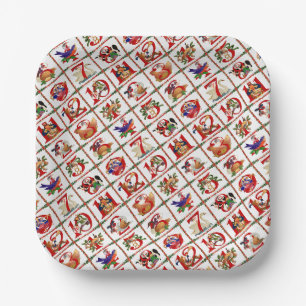 Assiettes En Carton 12 Jours De Caillebotte De Noël Imprimer Papier Se