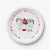 Assiettes En Carton 12 jours de Noël 3 poules françaises (Devant)