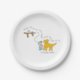 Assiettes En Carton 12 jours de Noël 4 appels aux oiseaux Noël