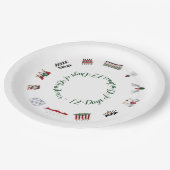 Assiettes En Carton 12 jours de Noël en cercle du rouge et du vert (Angle)