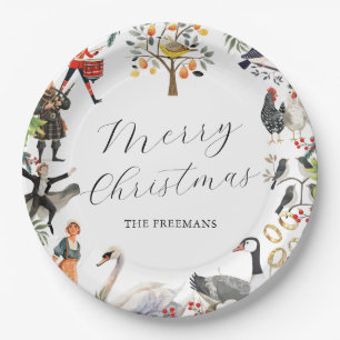 Assiettes En Carton 12 Jours de Noël Vacances de Noël Vintage
