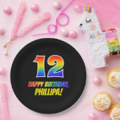 Assiettes En Carton 12e anniversaire : Bold, amusant, simple, arc-en-c (Fête)