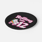 Assiettes En Carton 12e anniversaire Roller Patinage 12 ans (Angle)