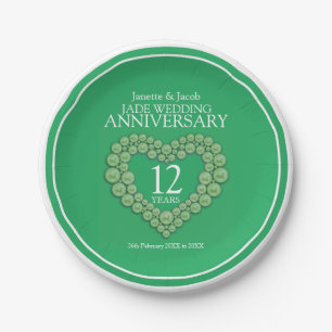 Assiettes En Carton 12e mariage jade anniversaire plaque papier coeur