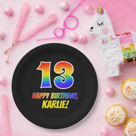 Assiettes En Carton 13e anniversaire : Bold, amusant, simple, arc-en-c (Fête)