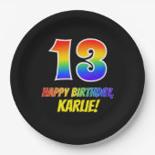 Assiettes En Carton 13e anniversaire : Bold, amusant, simple, arc-en-c (Devant)