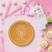 Assiettes En Carton 13e anniversaire citrine orange fête personnalisée (Fête)