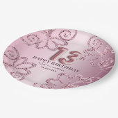 Assiettes En Carton 13e anniversaire Pink Princess Parties scintillant (Angle)