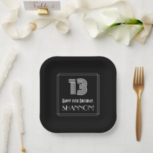 Assiettes En Carton 13ème anniversaire — Art Déco Inspiré Look "13" +
