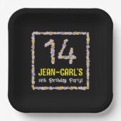 Assiettes En Carton 14e anniversaire : Floral Flowers Numéro, Nom pers (Recto)