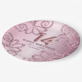 Assiettes En Carton 14e anniversaire Pink Princess Parties scintillant (Angle)