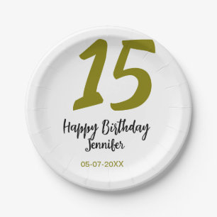Assiettes En Carton 15e anniversaire quiencenera ajouter date année or