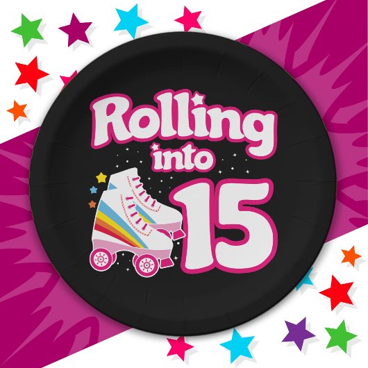 Assiettes En Carton 15e anniversaire Roller Patinage 15 ans