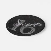 Assiettes En Carton 16 ans | Gris Gris et Parties scintillant d'argent (Angle)