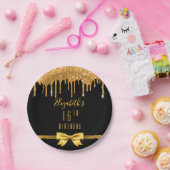 Assiettes En Carton 16e anniversaire de fête noir or arc parties scint (Fête)