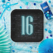 Assiettes En Carton 16e anniversaire fête néon Connexion en brique (Fête)