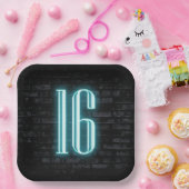 Assiettes En Carton 16e anniversaire fête néon Connexion en brique (Fête)